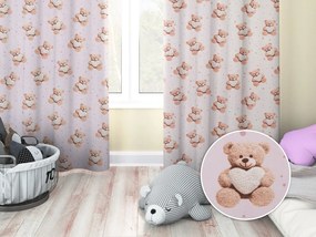 Biante Detský bavlnený záves Sandra SA-723 Medvedíky so srdiečkami na fialkovom 150x230 cm