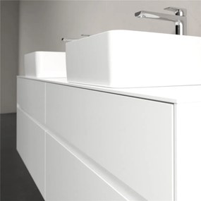 VILLEROY &amp; BOCH Collaro závesná skrinka pod dve umývadlá na dosku, 4 zásuvky, 1600 x 500 x 548 mm, Glossy White, C05200DH