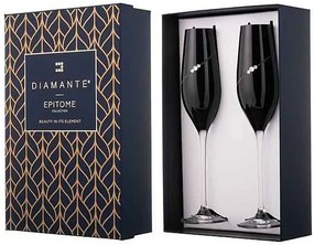 Diamante poháre na šampanské Silhouette City Black s kamienkami Swarovski 210ml 2KS