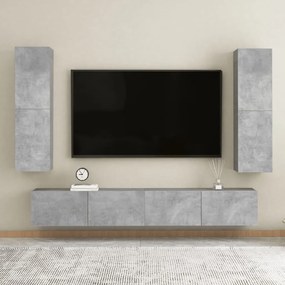 4-dielna súprava TV skriniek betónovo-sivá drevotrieska 3079065
