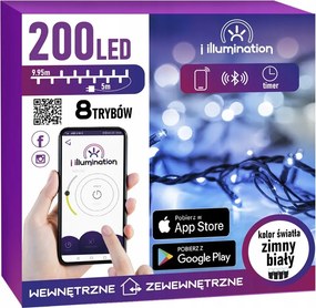 JU a osvetlenie (SMART) Girlanda 200 LED, studená biela, sieťová, vonkajšia