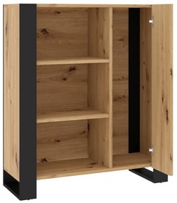 Regál Nulakka J (dub artisan + matná čierna). Akcia -20%. Vlastná spoľahlivá doprava až k Vám domov. 1124854