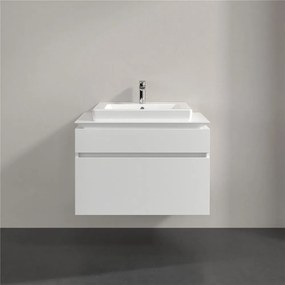VILLEROY &amp; BOCH Legato závesná skrinka pod umývadlo (umývadlo v strede), 2 zásuvky, 800 x 500 x 550 mm, Glossy White, B67900DH