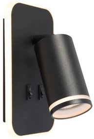 LED Nástenné bodové svietidlo PIPE 1xGU10/10W/230V + LED/6W čierne