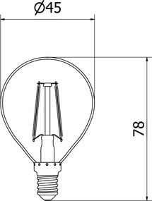 Mexen Vintis, LED filamentová žiarovka E14, G45, 2 W, teplá biela 2700K, číra, L156-E14-0227-00