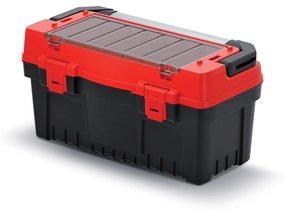 Kufor na náradie s alu držadlom 54,8 × 27,4 × 28,6 cm, prepážky, červená