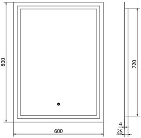 Mexen Miko, LED kúpeľňové zrkadlo s podsvietením 60 x 80 cm, 6000K, ochrana proti zahmlievaniu, 9819-060-080-611-00