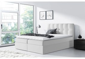 Manželská posteľ Boxspring Maddox (140x200) (ekokoža Soft 017 (biela)). Vlastná spoľahlivá doprava až k Vám domov. 1058933