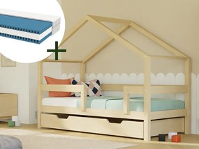 Domčeková posteľ LUCKY 120x200 cm so šuplíkom BUDDY + matrac METROPOLIS