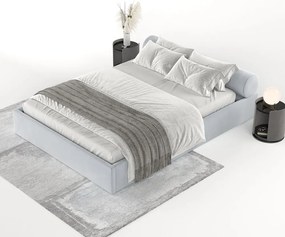 Svetlosivá čalúnená dvojlôžková posteľ s úložným priestorom s roštom 140x200 cm Solvo – Maison de Rêve