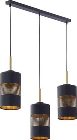LED luster na lanku BOGART 3xE27/15W/230V čierna/zlatá