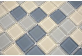 Sklenená mozaika CM4SE1M Crystal biela/strieborná/sivá 30x30 cm