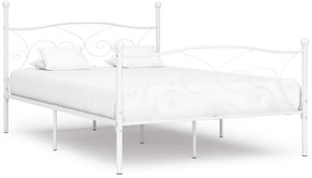vidaXL Posteľný rám s lamelovým roštom, biely, kov 120x200 cm