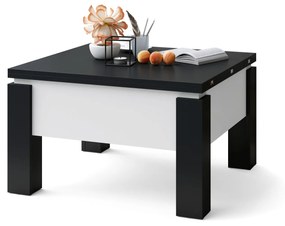 Mazzoni OSLO čierny mat / biely mat, rozkladací konferenčný stolík s výškovo nastaviteľnou stolovou doskou