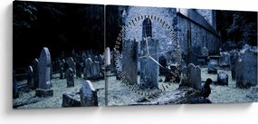 Obraz - Temná noc (s hodinami) (90x30 cm)