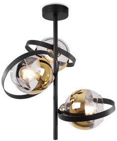 Stropné svietidlo Asturia Ring, 3x zlaté/transparentné sklenené tienidlo, B/G