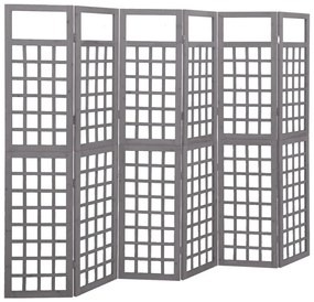 6-panelový paraván/mriežka masívne jedľové drevo sivý 242,5x180 cm