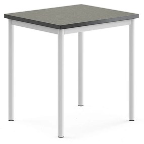Stôl SONITUS, 700x600x720 mm, linoleum - tmavošedá, biela
