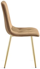 Set troch jedálenských stoličiek LIBRA zamatové, hnedé / zlaté nohy (3 ks)