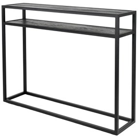 Čierny konzolový stolík s doskou z dubového dreva 30x120 cm Daniël – Spinder Design