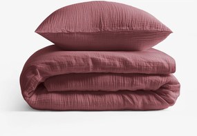 Goldea mušelínové posteľné obliečky – pastelovo vínové 200 x 200 a 2ks 70 x 90 cm