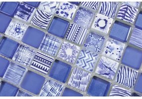 Sklenená mozaika štvorcová crystal mix blue