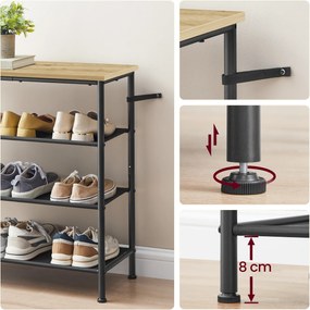 Botník TAYLOR ARTISAN s čiernou konštrukciou 75x71 cm, 3 police