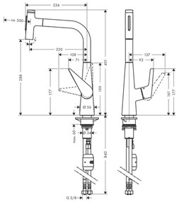 Hansgrohe Talis Select M51, páková kuchynská batéria 300, vyťahovateľná sprška, chrómová, HAN-72823000