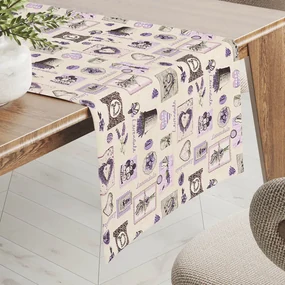 Biante Bavlnený behúň na stôl Sandra SA-479 Levandule na krémovom 35x140 cm