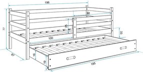 Posteľ s prístelkou ERIK 2 - 190x80cm Borovica - Biely