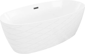 Mexen Olea, voľne stojaca vaňa 170 × 80 cm, biela lesklá, čierny prepad, 52821708000-70