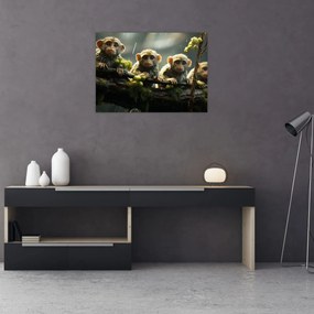 Sklenený obraz - Opičky (70x50 cm)