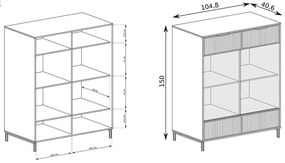 Nízká vitrína Eleganzo 104,8 cm indigo