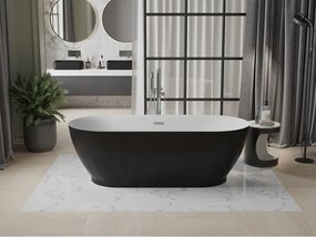 Mexen Roxy, voľne stojaca vaňa 180 x 85 cm, biela-čierna, chrómový prepad, 51201808575-01