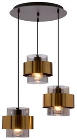 Luster na lanku SPIEGA 3xE27/60W/230V zlatá/čierna
