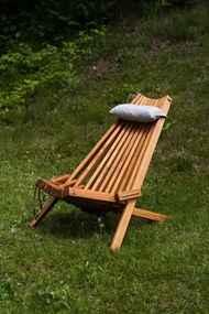 Skladacie drevené záhradné kreslo s vankúšom - svetlohnedé