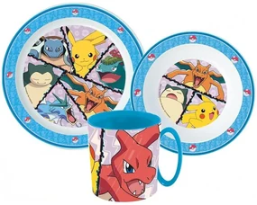 Sada plastového riadu Pokémoni s hrnčekom - 3 dielna súprava