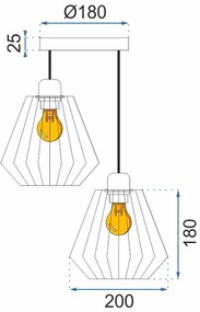 Toolight Toolight, Závesné stropné svietidlo s dvojitým kovovým podkrovím 392196, čierna, OSW-04002