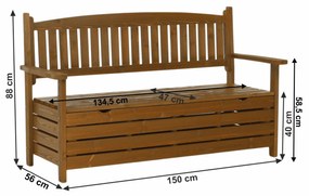 Kondela Záhradná lavička, hnedá, 150cm, AMULA