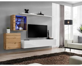 Obývacia stena Switch XV Sklo +LED wotan / biela