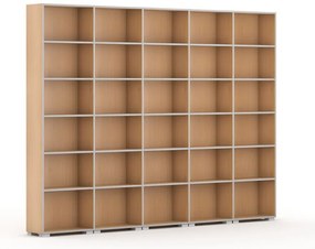 Knižnica SILVER LINE, 5 stĺpcov, 2230 x 3000 x 400 mm, buk