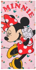 Detská rýchloschnúca osuška s bordúrou MINNIE 70x140 cm ružová