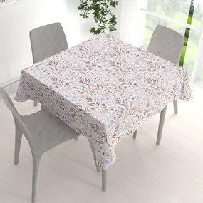 Biante Veľký dekoračný štvorcový obrus Leona LN-163 Jesenné vetvičky na bielom 150x150 cm