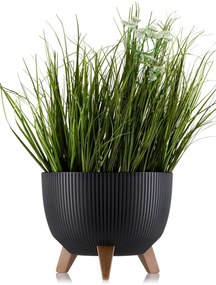 PLASTOVÝ KVETINÁČ ROSA LINEA ECO SADA 2KS 15X24,3 CM+18,3X29,2 CM ČIERNA