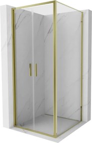 Mexen Exo, výklopný sprchový kút 80 x 80 cm, číre sklo, zlatá, 814-080-080-50-00