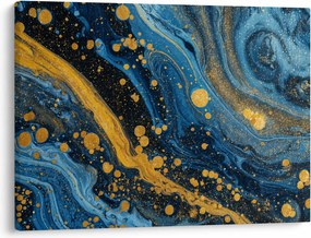 Obraz - Modrá abstrakcia so zlatom (70x50 cm)