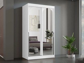 Šatník Nivez 120, Farby: biela / biela + čierna