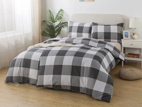 XPOSE® Bavlnené obliečky KÁRO na dve postele - sivé