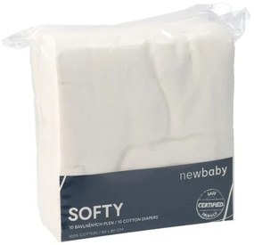 NEW BABY Látkové bavlnené plienky New Baby Softy 80 x 80 cm 10 ks biele