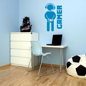Veselá Stena Samolepka Gamer Farba: modrá, Veľkosť: 60 x 37 cm